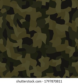 Fondo del patrón de camuflaje. Estilo clásico de ropa enmascarando la impresión repetida de camo. Bosques de color verde oliva, caqui y marrón, bosque o textura de jungla. Ilustración del elemento de diseño del vector.