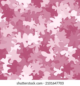 Camouflage Pattern Background. Classic Clothing Style Masking Camo Repeat Print. Pink Colors Girly Urban, Navy Or Airforce Texture. Design Element. Vector Illustration.