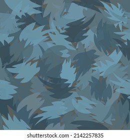 Camouflage Pattern Background. Classic Clothing Style Masking Camo Repeat Print. Blue Teal Colors Urban, Navy Or Airforce Texture. Design Element. Vector Illustration.