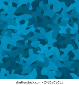 Camouflage pattern background. Classic clothing style masking camo repeat print. Blue denim colors urban, navy or airforce texture. Design element. Vector illustration.