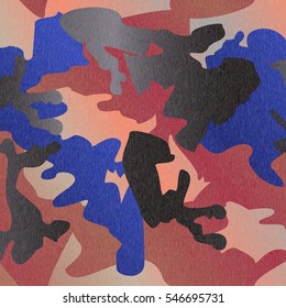 Camouflage pattern background clothing print, repeatable camo glamour grunge of scratch vector. Pink, blue, black
