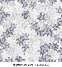 Fondo del patrón de camuflaje. Estilo de ropa decorativa enmascarando la huella repetida de camo. La textura urbana, marina o de fuerza aérea con tonos grises de medio color. Elemento de diseño. Ilustración vectorial.