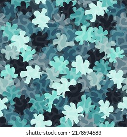 Camouflage Pattern Background. Decorative Clothing Style Masking Camo Repeat Print. Naval Blue, Urban, Marine Navy Or Airforce Texture. Design Element. Vector Illustration.