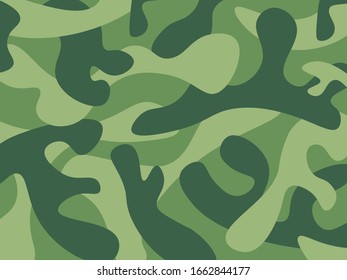 Camouflage pattern background, Military vector illustration. Army clothing style. Greens forest texture.
