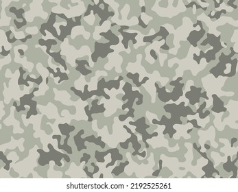 Camouflage Pattern Background, Seamless Army Wallpaper. Classic Military Clothing Style, Masking Woodland Camo Repeat Print. Light Green Olive Colors Forest Texture.  Vector Illustration