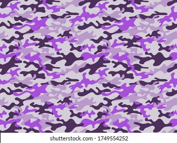 Camouflage Muster Hintergrund nahtlose Kleidung Druck, wiederholbare Camo-Glamour-Vektorgrafik. violettes Tarnmuster nahtlose Vektormuster für Hosen, Hoodie, Stoffe.