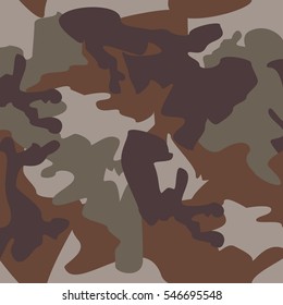 Camouflage pattern background seamless clothing print, repeatable camo glamour grunge of scratch vector. Olive, brown, grey