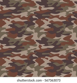 Camouflage pattern background seamless clothing print, repeatable camo glamour vector. Olive, brown, gray