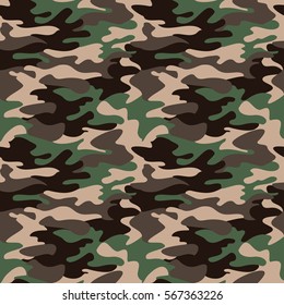 Camouflage pattern background seamless clothing print, repeatable camo glamour vector. Olive, black, gray
