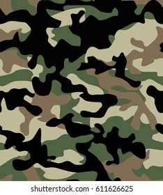 Camouflage pattern background seamless. Green brown color Vector editable file.