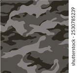 Camouflage pattern background seamless vector illustration. Classic clothing style masking camo repeat print. Green brown black olive colors forest texture