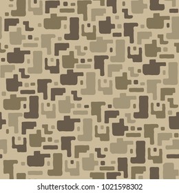 Camouflage pattern background, seamless vector illustration. Classic military clothing style. Masking camo repeat print. Beige, brown, ocher colors desert texture. 