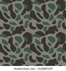 Camouflage pattern background seamless vector illustration. Classic military clothing style. Camo repeat texture shirt print. Grey khaki navy olive colors marines texture