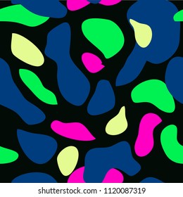 Camouflage pattern background seamless vector illustration. Classic military clothing style. Camo repeat texture shirt print. Green blue black pink colors trendy texture