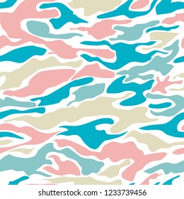 Camouflage pattern background seamless vector illustration. Military fashionable abstract geometric texture.