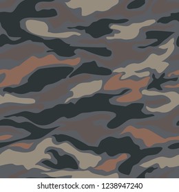 Camouflage pattern background seamless vector illustration. Military fashionable abstract geometric texture.