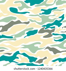 Camouflage pattern background seamless vector illustration. Military fashionable abstract geometric texture.