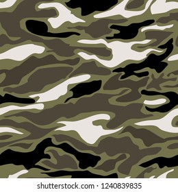 Camouflage pattern background seamless vector illustration. Military fashionable abstract geometric texture.