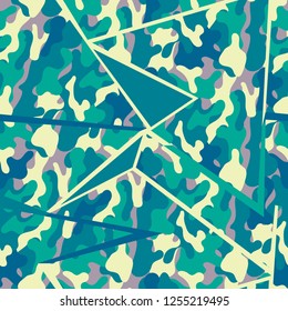 Camouflage pattern background seamless vector illustration. Military Abstract geometric seamless camouflage pattern. Colorful camouflage seamless pattern.
