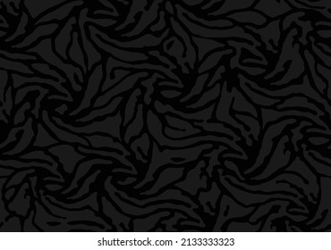 Camouflage pattern background seamless vector illustration. Classic clothing style masking camo repeat print. Dark grey and black color.
