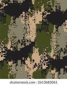 Camouflage pattern background, seamless vector illustration. Classic military clothing style.