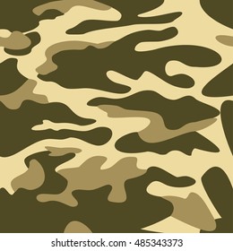 Camouflage pattern background seamless vector illustration. Classic clothing style masking camo repeat print. Green khaki olive colors forest texture
