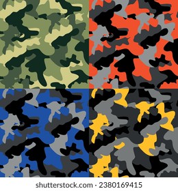 Camouflage pattern background vector. Camouflage pattern masking classic clothing style