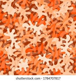 Camouflage pattern background. Zebra clothing style masking camo repeat print. Desert, terracotta, orange colors styled texture. Design element. Vector illustration