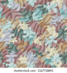 Camouflage Pattern Background. Zebra Clothing Style Masking Camo Repeat Print. Pastel Colors Urban, Navy Or Airforce Texture. Design Element. Vector Illustration.