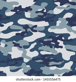 
camouflage pattern blue seamless vector on print clothes and wallpaper