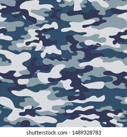 camouflage pattern blue seamless vector, print pattern. military elements.