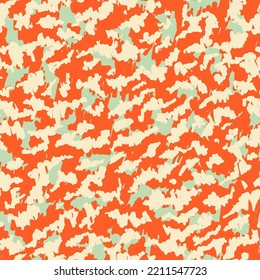 Camouflage Pattern Brown Repeated Fashion Graphic Illustration. Pastel  Seamless Pattern. Saturated Seamless Brushed Vector Artwork. Yellow Repeated Color Graphic Clouds.