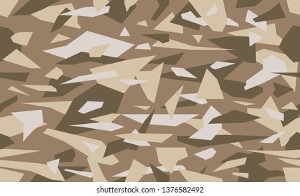 Camouflage pattern. Brown sand seamless texture, vector illustration. Triangular camo print background. Abstract military style backdrop
