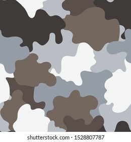 Camouflage pattern. Camo print background. Shades of gray. Military clothing style.Vector seamless pattern.