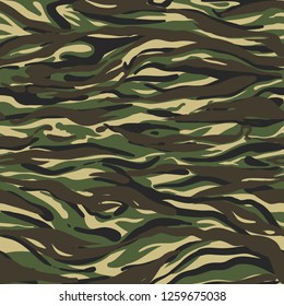 Camouflage Pattern Classic Clothing Style Green Brown Black Olive Colors Forest Texture Seamless Vector Illustration