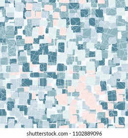 Camouflage pattern designed for fashion. A seamless texture consists of chaos of colors. On an abstract background there is a network of randomly scribbled squares.