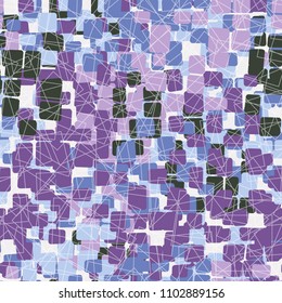Camouflage pattern designed for fashion. A seamless texture consists of chaos of colors. On an abstract background there is a network of randomly scribbled squares.