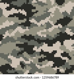 Camouflage Pattern Digital Pixels Vector Seamless Illustration