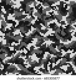Camouflage pattern. Digital camouflage seamless pattern. Pixel camo in urban style. Vector