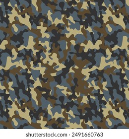 Patrón de camuflaje para estampado de tela, textil y fondos. Camuflaje de estilo moderno, repetición de impresión sin fisuras. Ilustración vectorial, texturas, caza militar