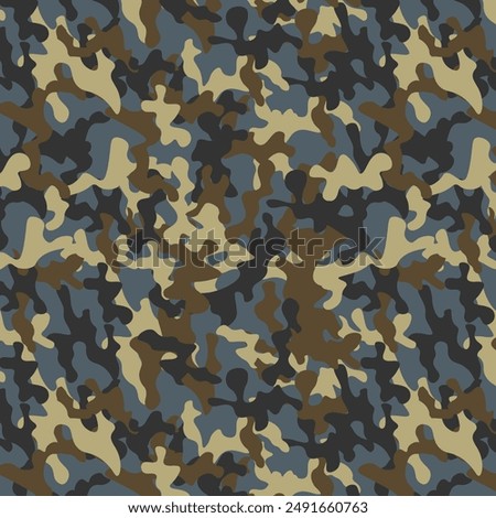 Camouflage pattern for fabric print, textile and backgrounds. Trendy style camo, seamless repeat print. Vector illustration, textures, military army hunting