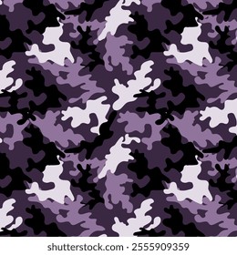 Camouflage pattern for fabrics print, textile and backgrounds. Trendy style camo, seamless repeat print. Vector illustration. Khaki texture, military army hunting