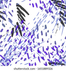 Camouflage Pattern.   Fashion Concept. Distress Print. Blue, Teal Illustration. Dirty Surface Textile. Ink Stains. Spray Paint. Splash Blots. Artistic Creative Vector Background.