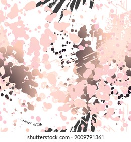 Camouflage Pattern.   Fashion Concept. Distress Print. Bordo, Pink Illustration. Army Surface Textile. Ink Stains. Spray Paint. Splash Blots. Artistic Creative Vector Background.