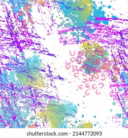 Camouflage Pattern.   Fashion Concept. Distress Print. Pink, Mint Illustration. Summer Surface Textile. Ink Stains. Spray Paint. Splash Blots. Artistic Creative Vector Background.