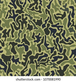 Camouflage pattern. Fashionable Millatry print. Seamless vector army green hunting background.