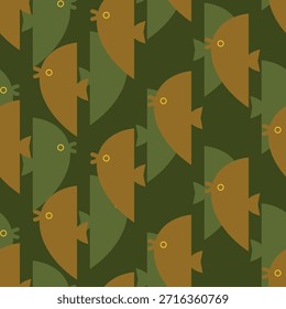 Camouflage pattern fish. Abstract, military vector design for fishing, survival, ocean, or unique textile background.