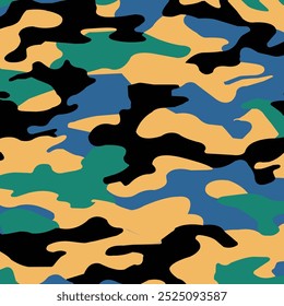 Padrão de camuflagem nas cores verde, azul, amarelo e preto