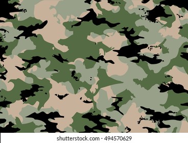 Camouflage pattern with green tones. vector illustration