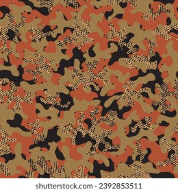 Camouflage Pattern Khaki Repeated Army Vector Art. Desert Seamless Modern Vector Wrapping. Green Camouflage Seamless Pattern. Brown Seamless Monochrome Graphic Background. Camoflage
